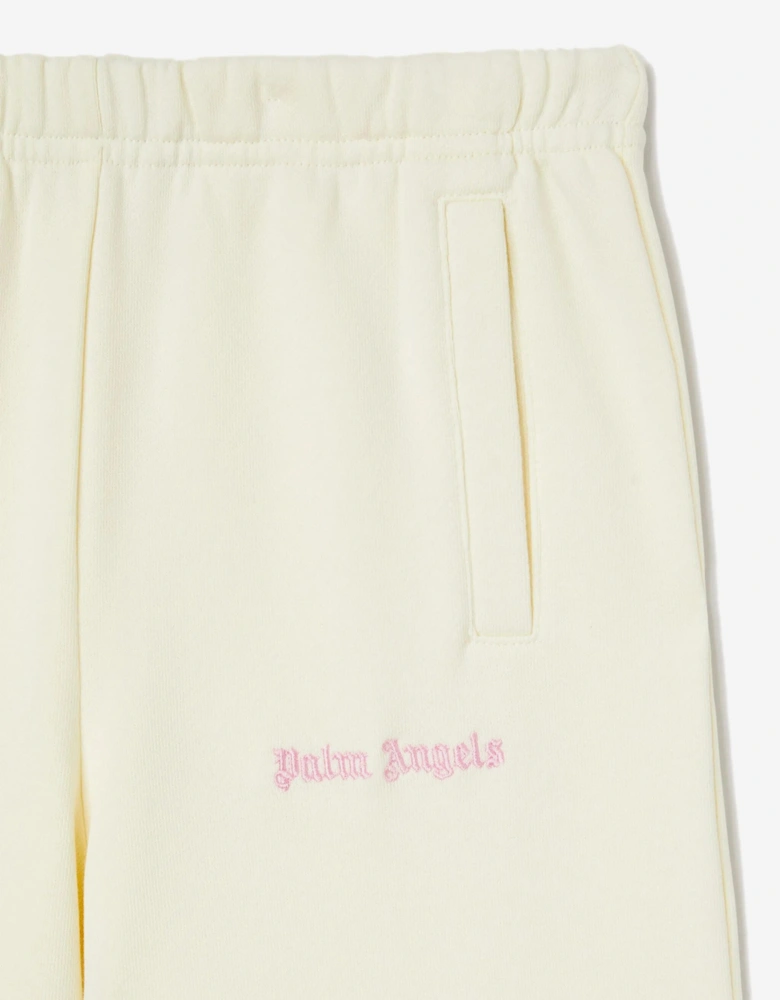 Girls Colourful Track Wide Pants in Ivory