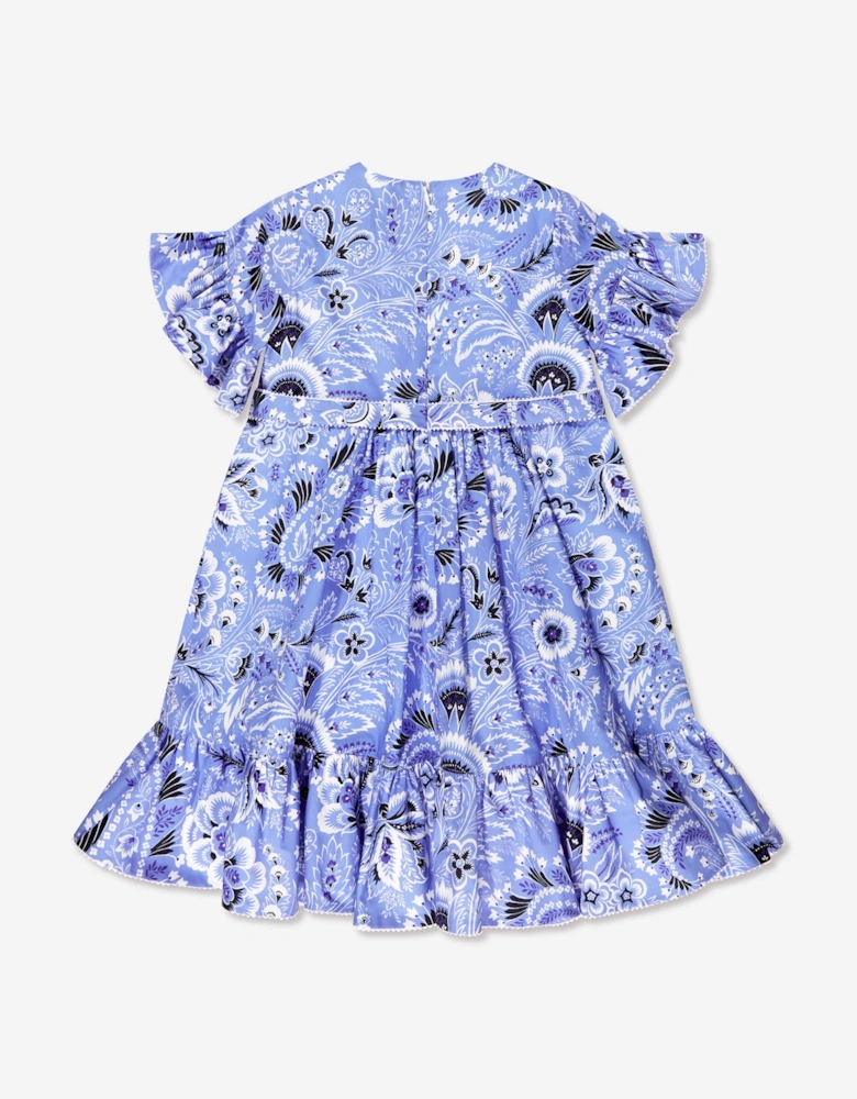 Girls Floral Paisley Dress in Blue