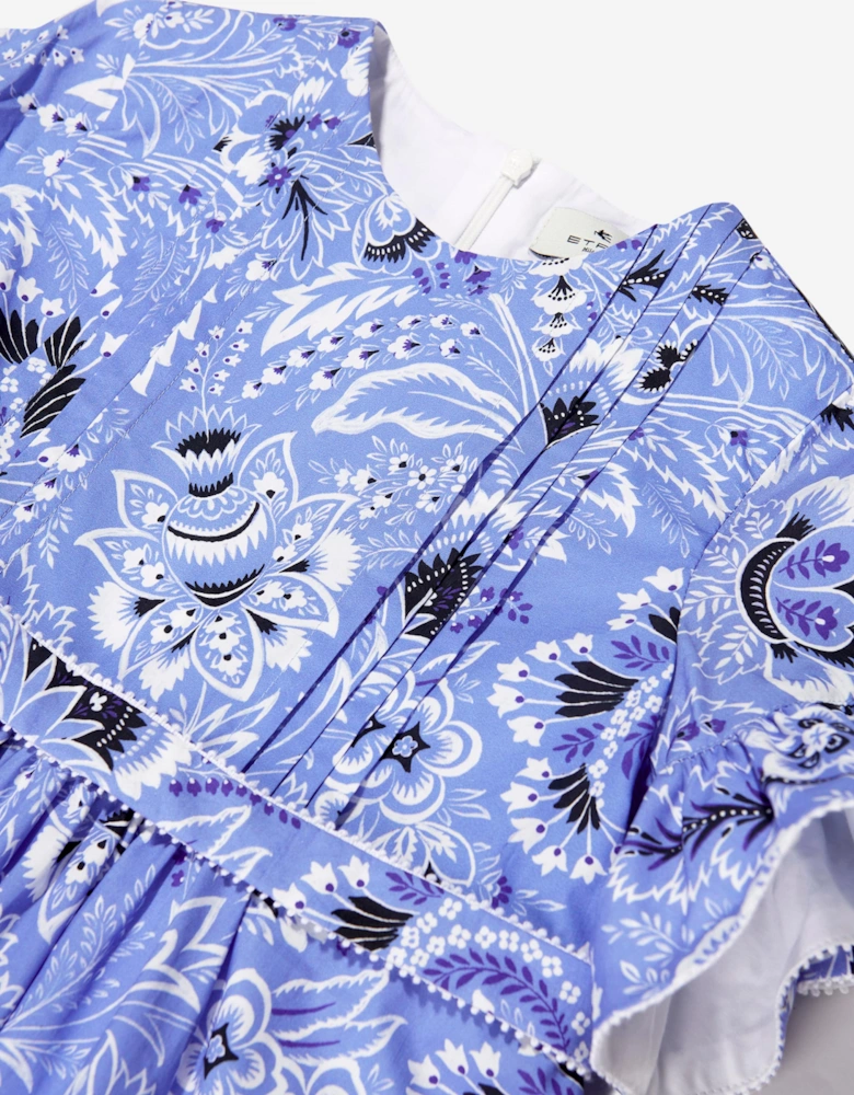 Girls Floral Paisley Dress in Blue