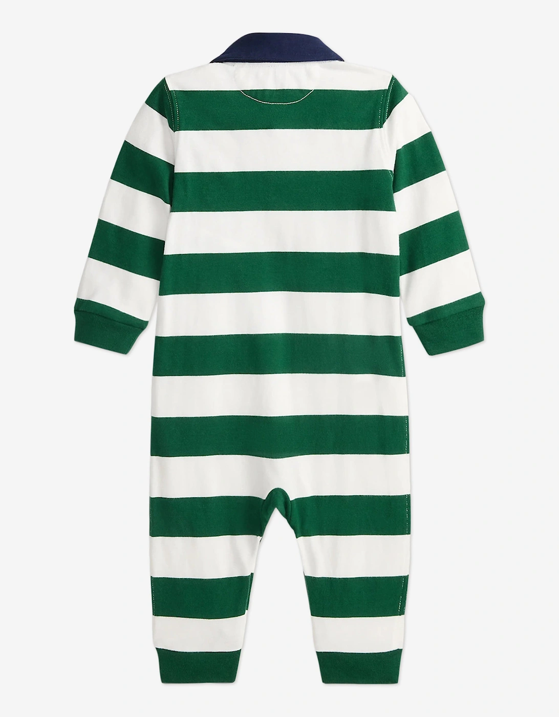 Baby Boys Striped Rugby Romper in Green