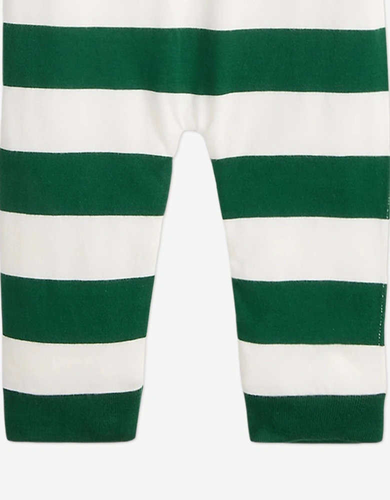 Baby Boys Striped Rugby Romper in Green