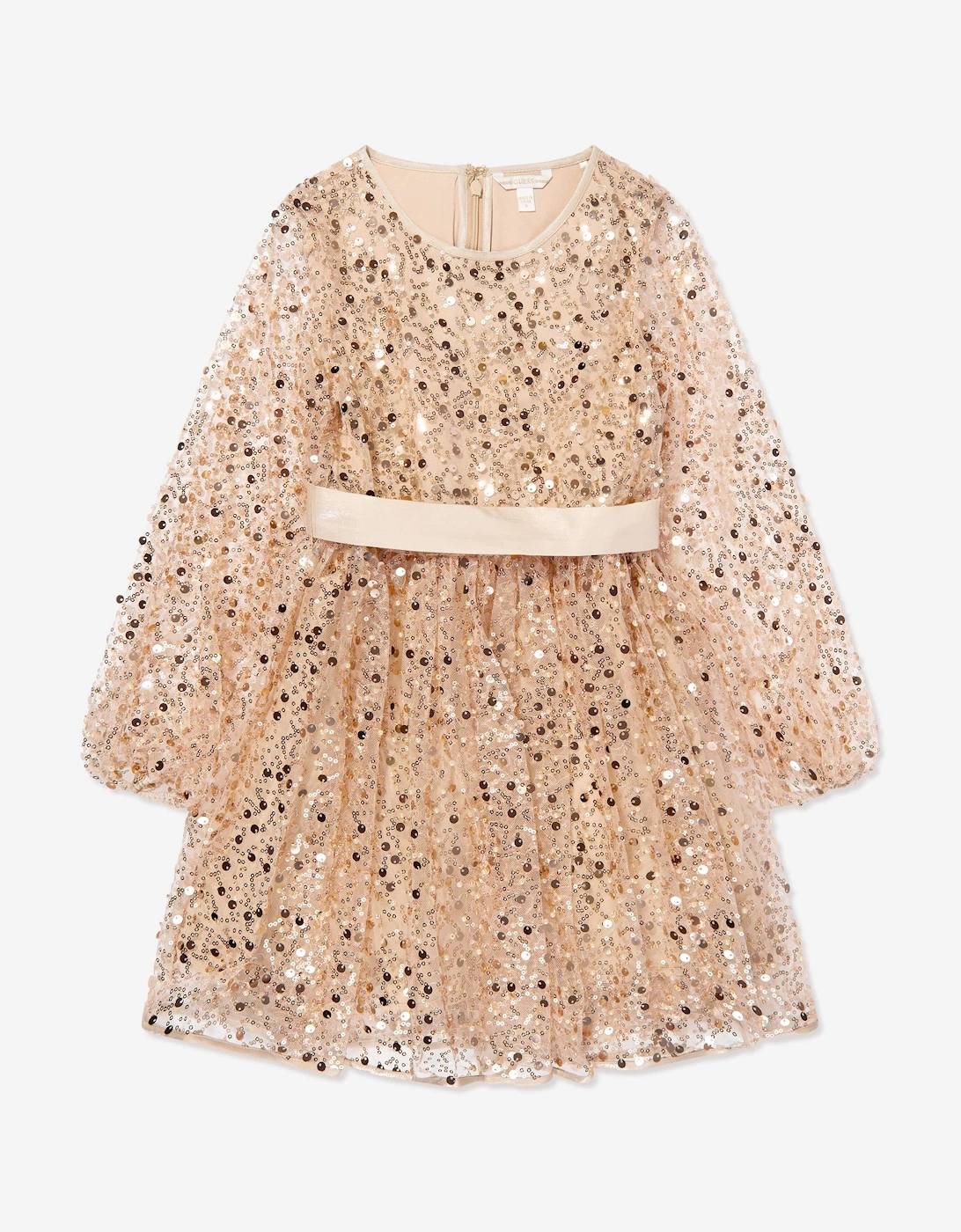 Girls Sequin Tulle Dress in Beige, 5 of 4