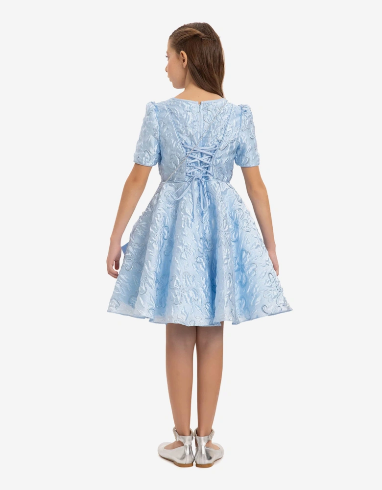 Girls Elegant Dress with Matching Bag in Blue