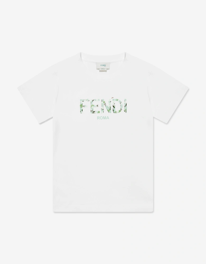 Girls Logo Print T-Shirt in White