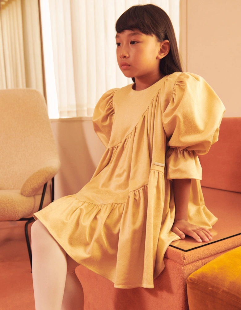 Girls Avery Sparkle Dress in Gold