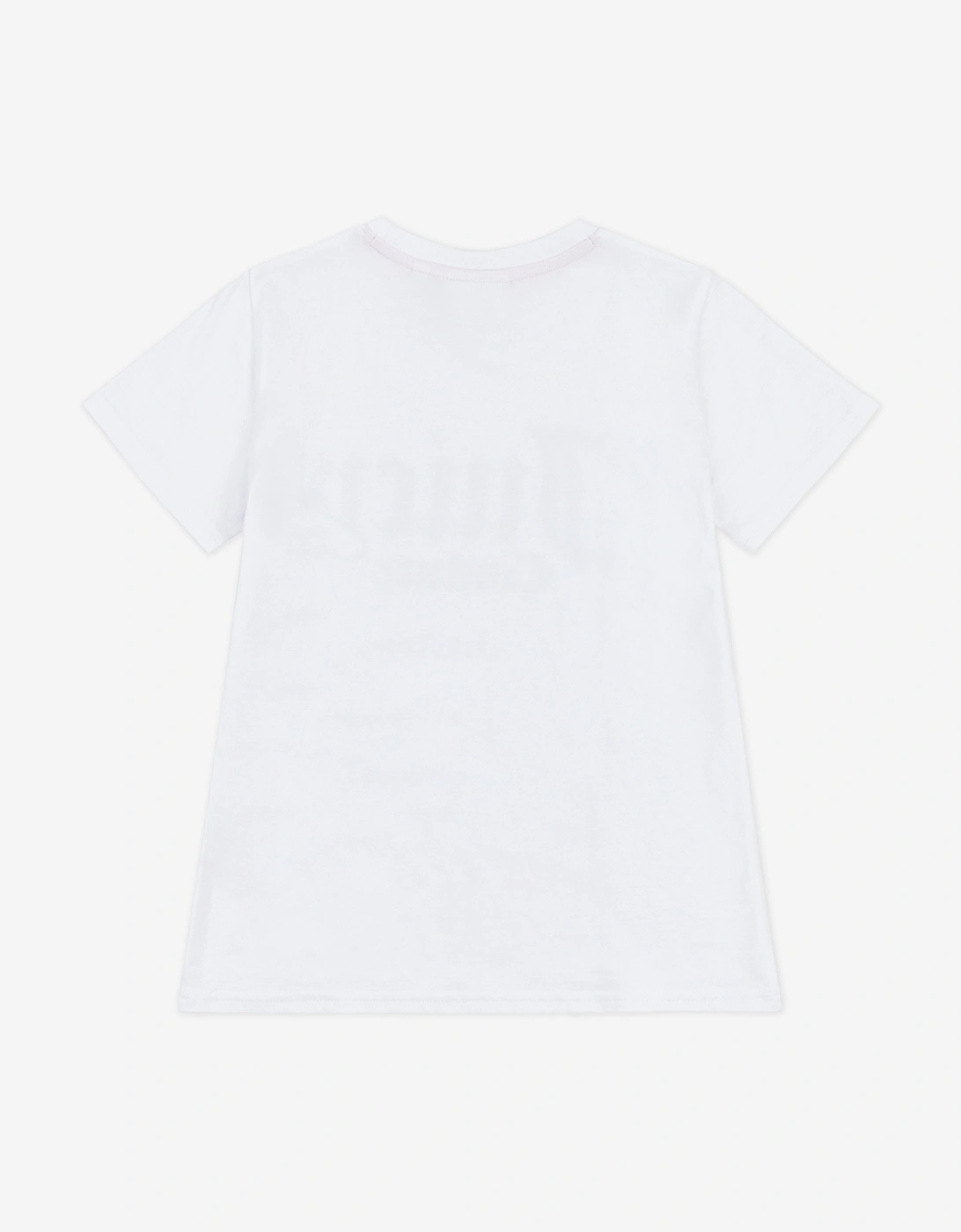 Girls Diamante Logo Fitted T-Shirt in White
