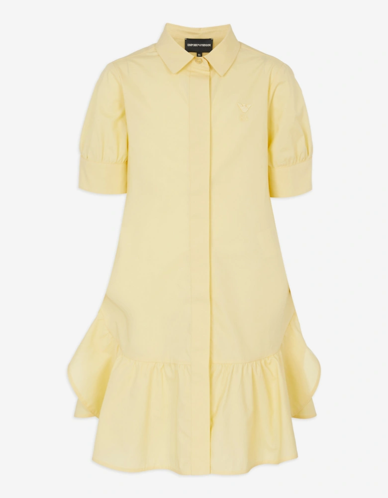 Girls Ruffle Shirt Dress in Yellow