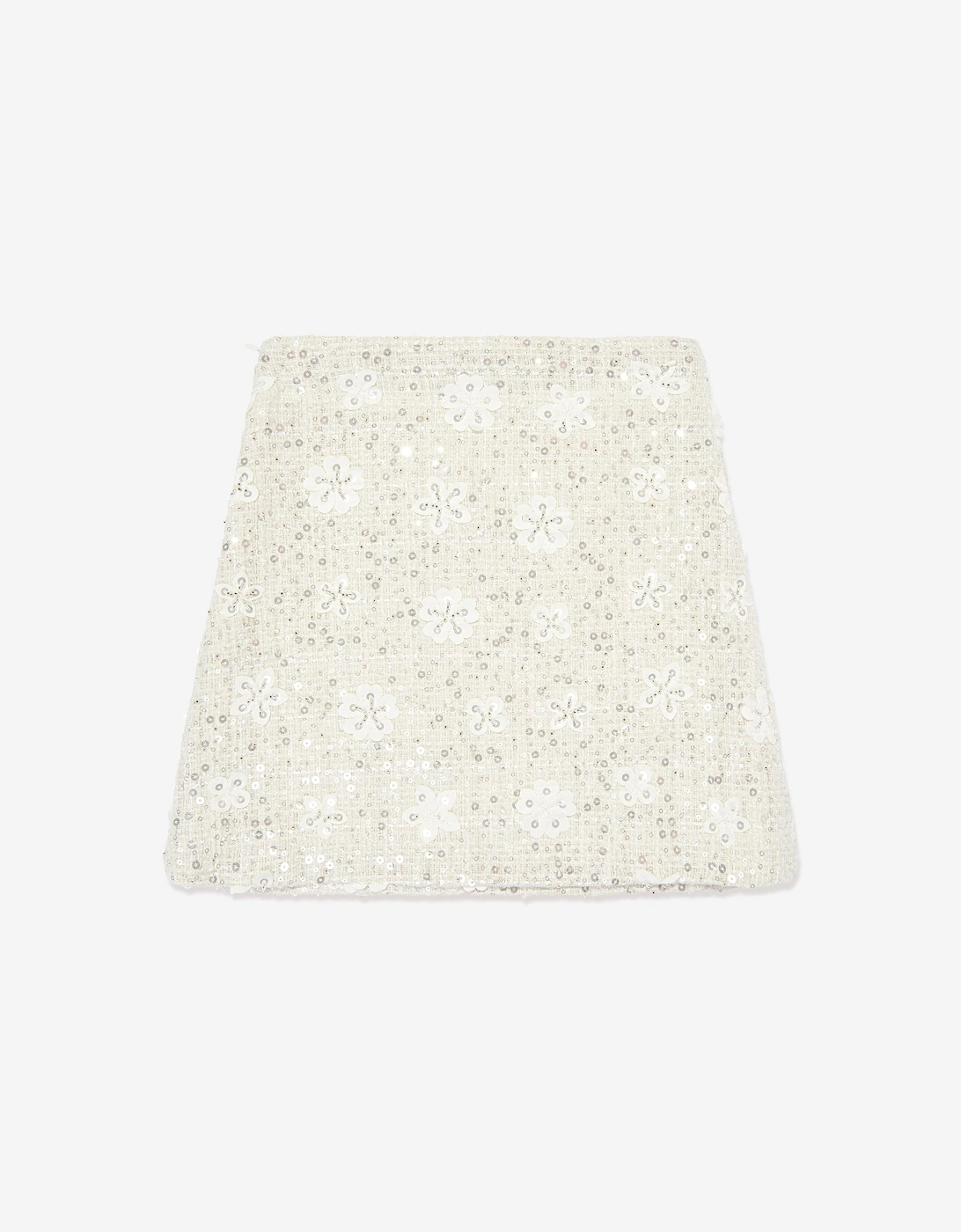 Girls Sequin Embroidered Skirt in White