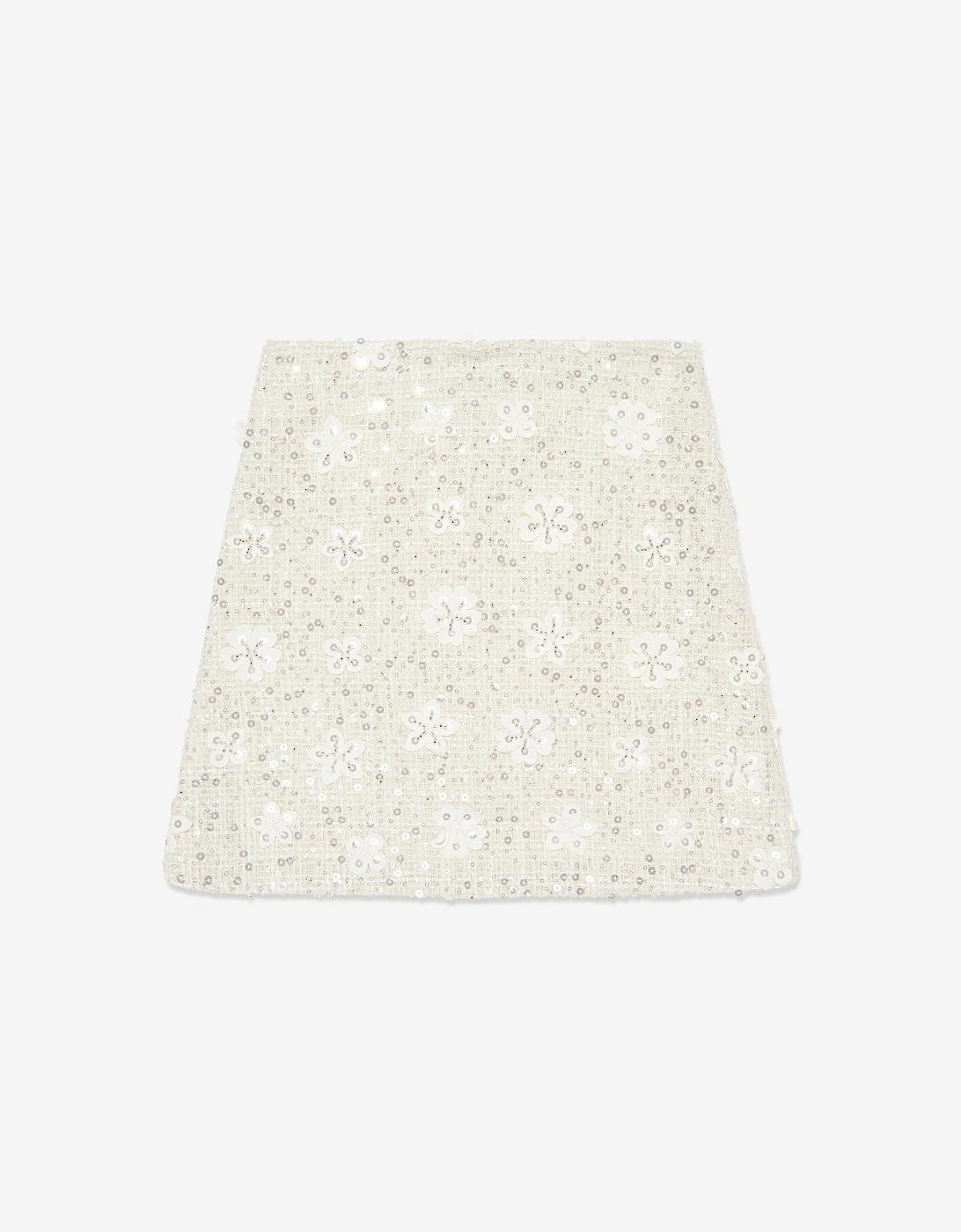 Girls Sequin Embroidered Skirt in White, 5 of 4