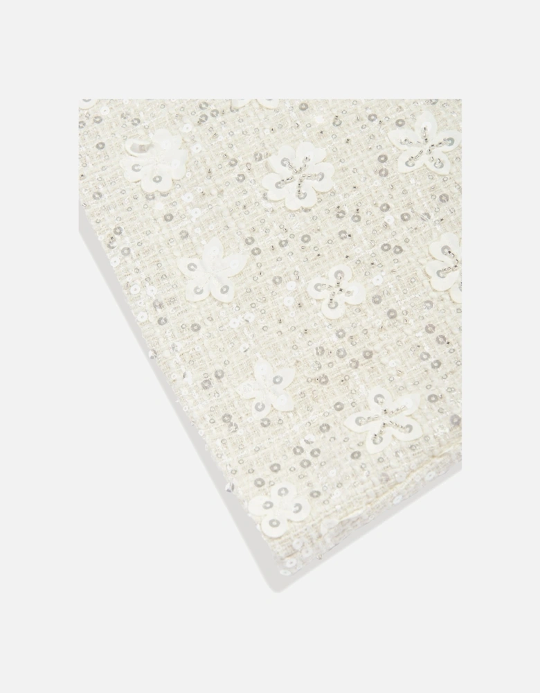 Girls Sequin Embroidered Skirt in White
