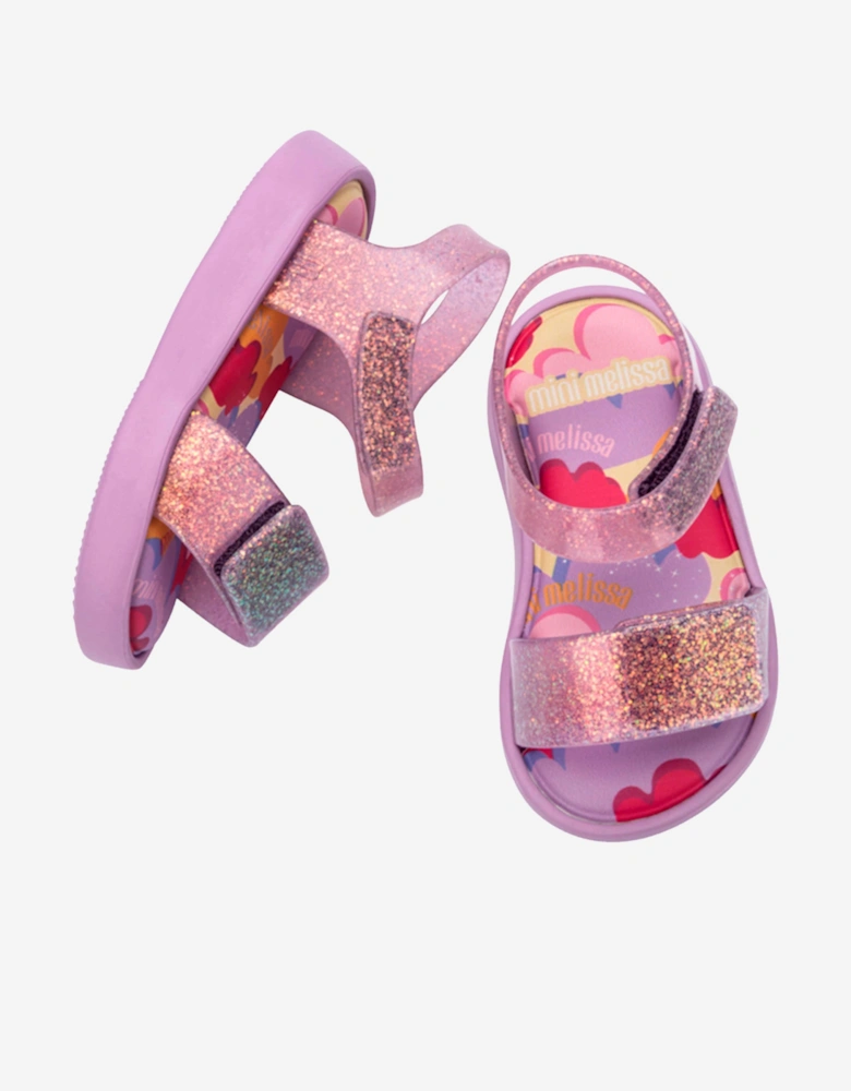 Girls Jump Print Sandals in Purple