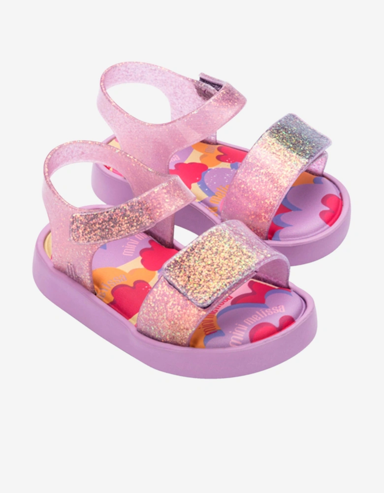 Girls Jump Print Sandals in Purple