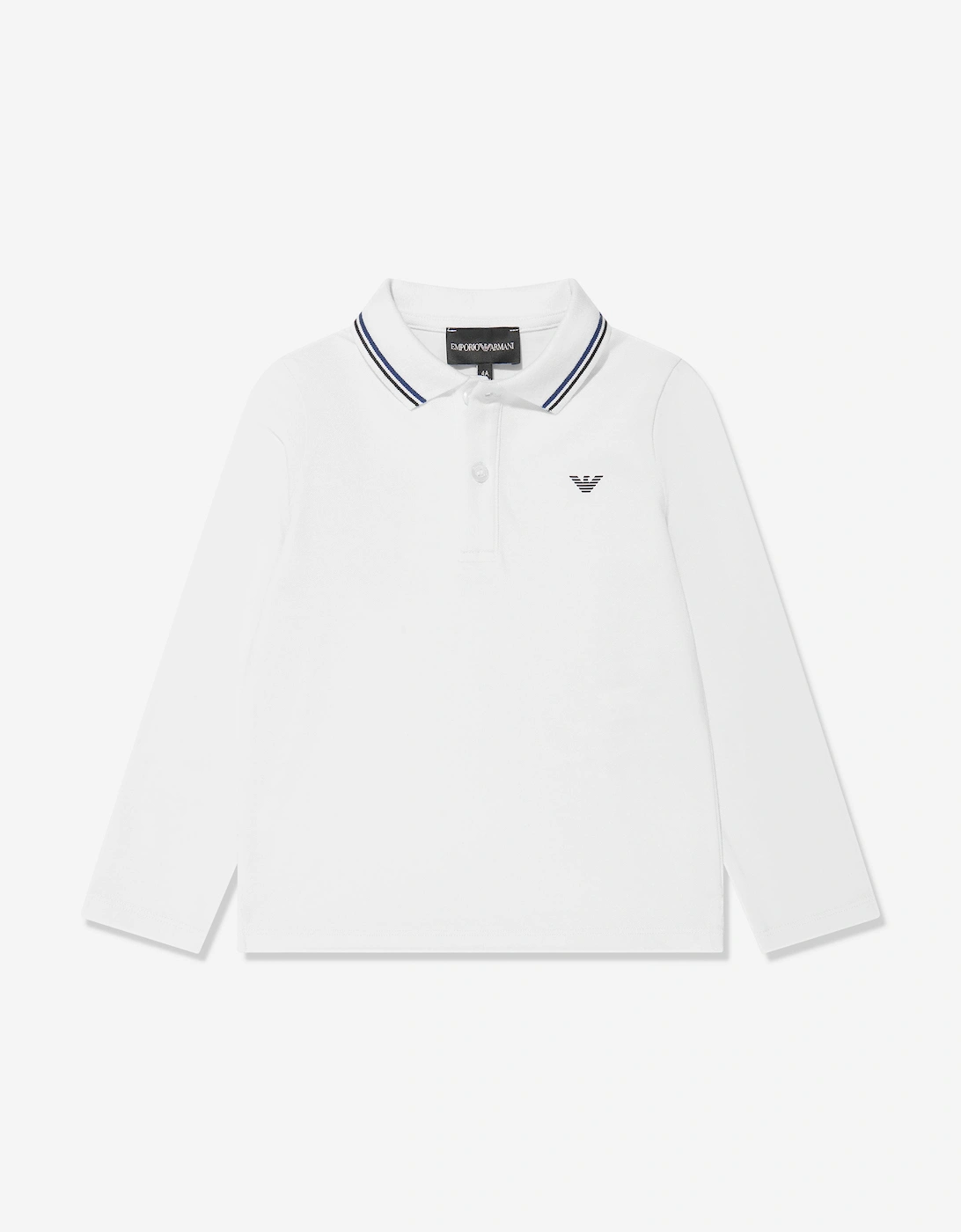 Boys Long Sleeve Polo Shirt In White, 5 of 4
