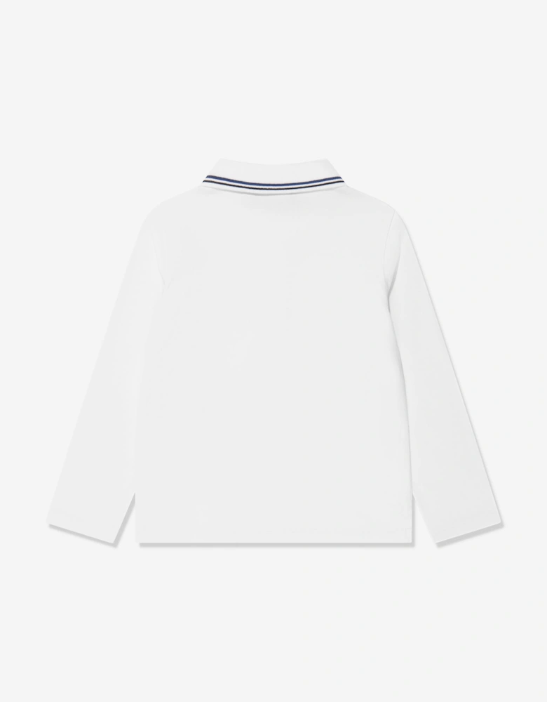 Boys Long Sleeve Polo Shirt In White
