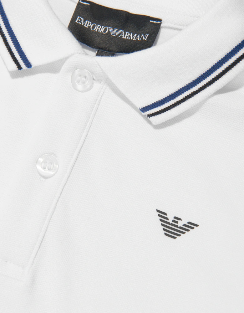 Boys Long Sleeve Polo Shirt In White
