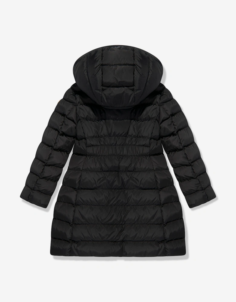 Girls Charpal Down Padded Long Coat in Black