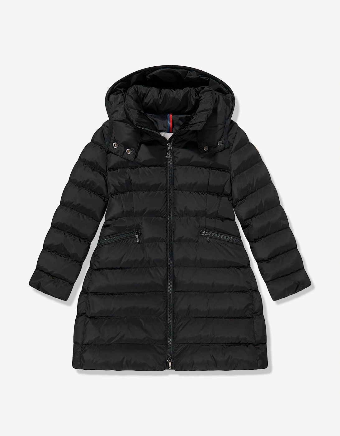 Girls Charpal Down Padded Long Coat in Black, 5 of 4