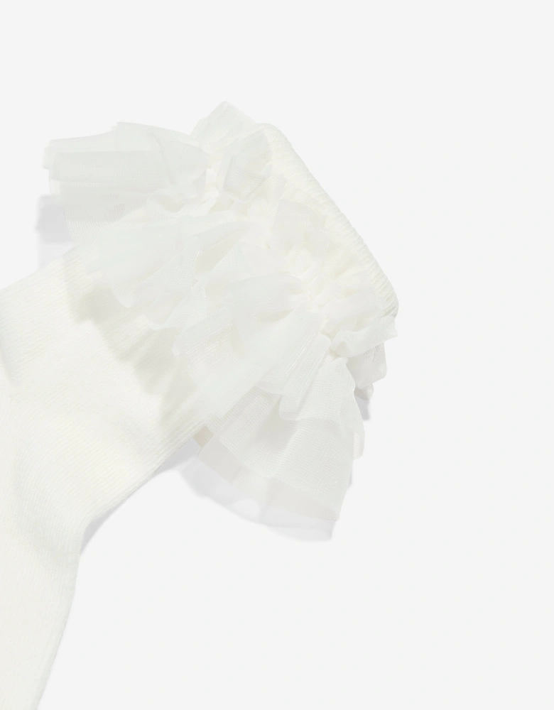 Angels Face Girls Frilly Socks in White