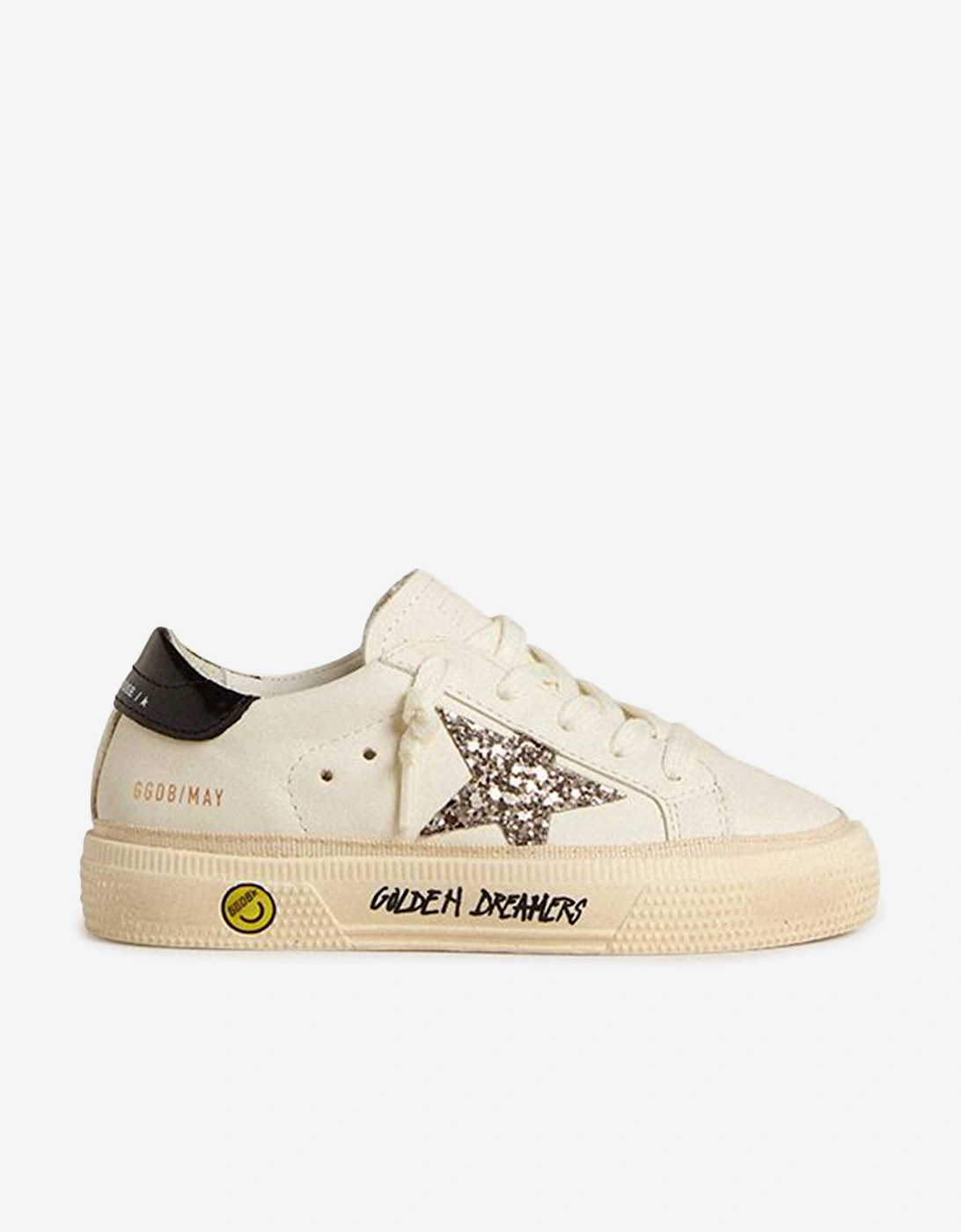 Girls Leather and Glitter Star May Trainers in White, 5 of 4