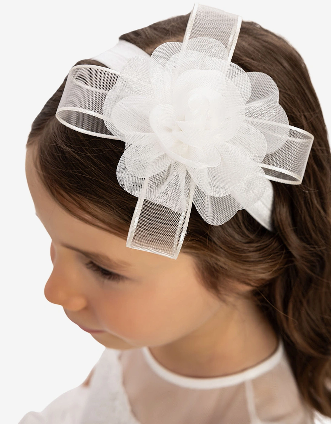 Baby Girls Dress with Tulle Skirt in White