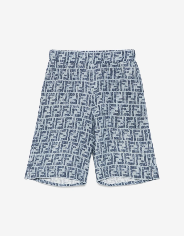 Boys FF Linen Shorts in Blue