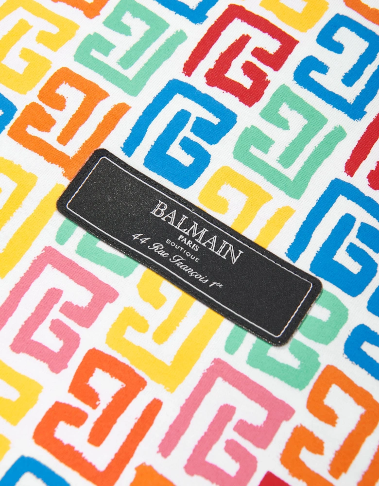Girls Monogram Jersey Dress in Multicolour