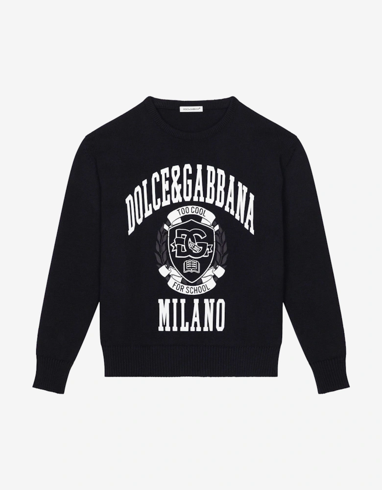 Boys Milano Logo Sweatshirt in Navy