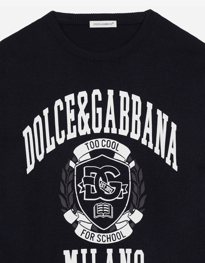 Boys Milano Logo Sweatshirt in Navy
