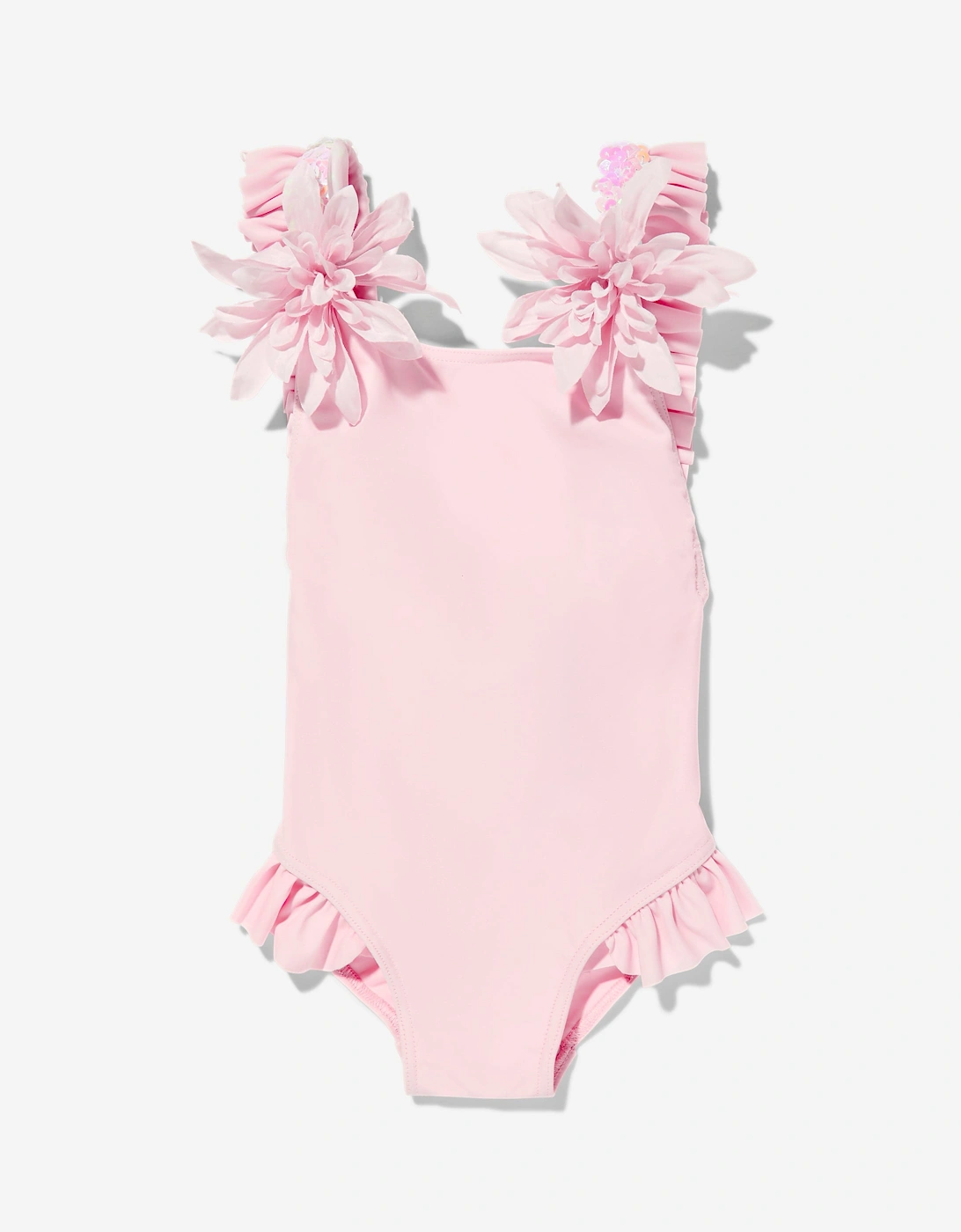 Girls Flower and Sequins Swimsuit in Pink, 5 of 4