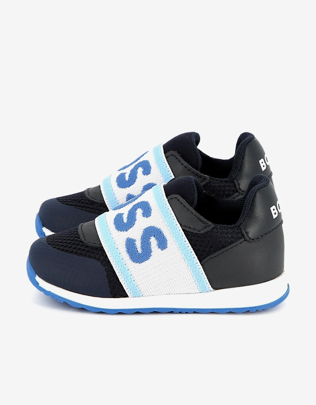 BOSS Boys Logo Trainers in Navy, 5 of 4