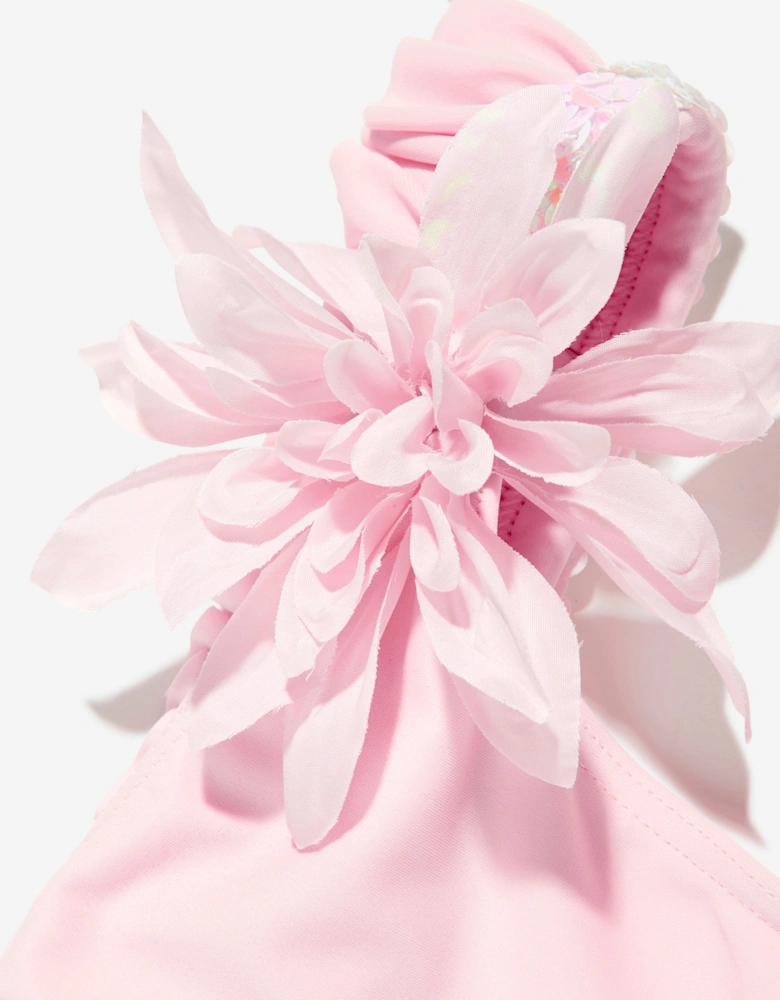 Girls Flower and Sequins Swimsuit in Pink