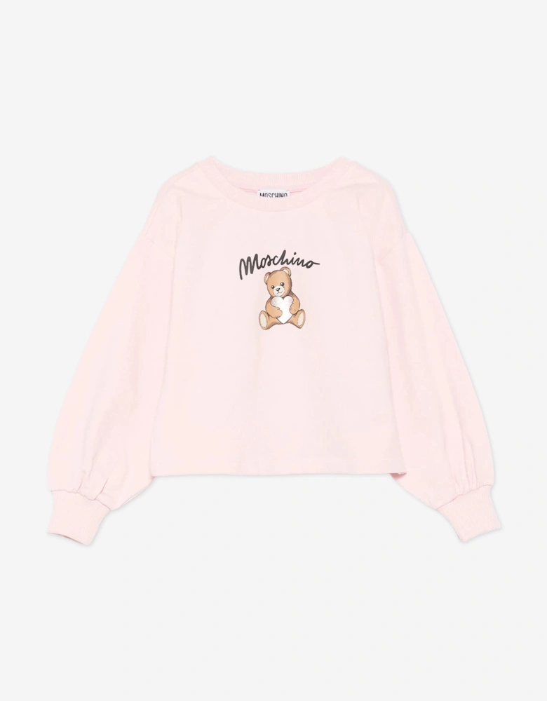 Girls Teddy Bear Logo Sweatshirt in Pink