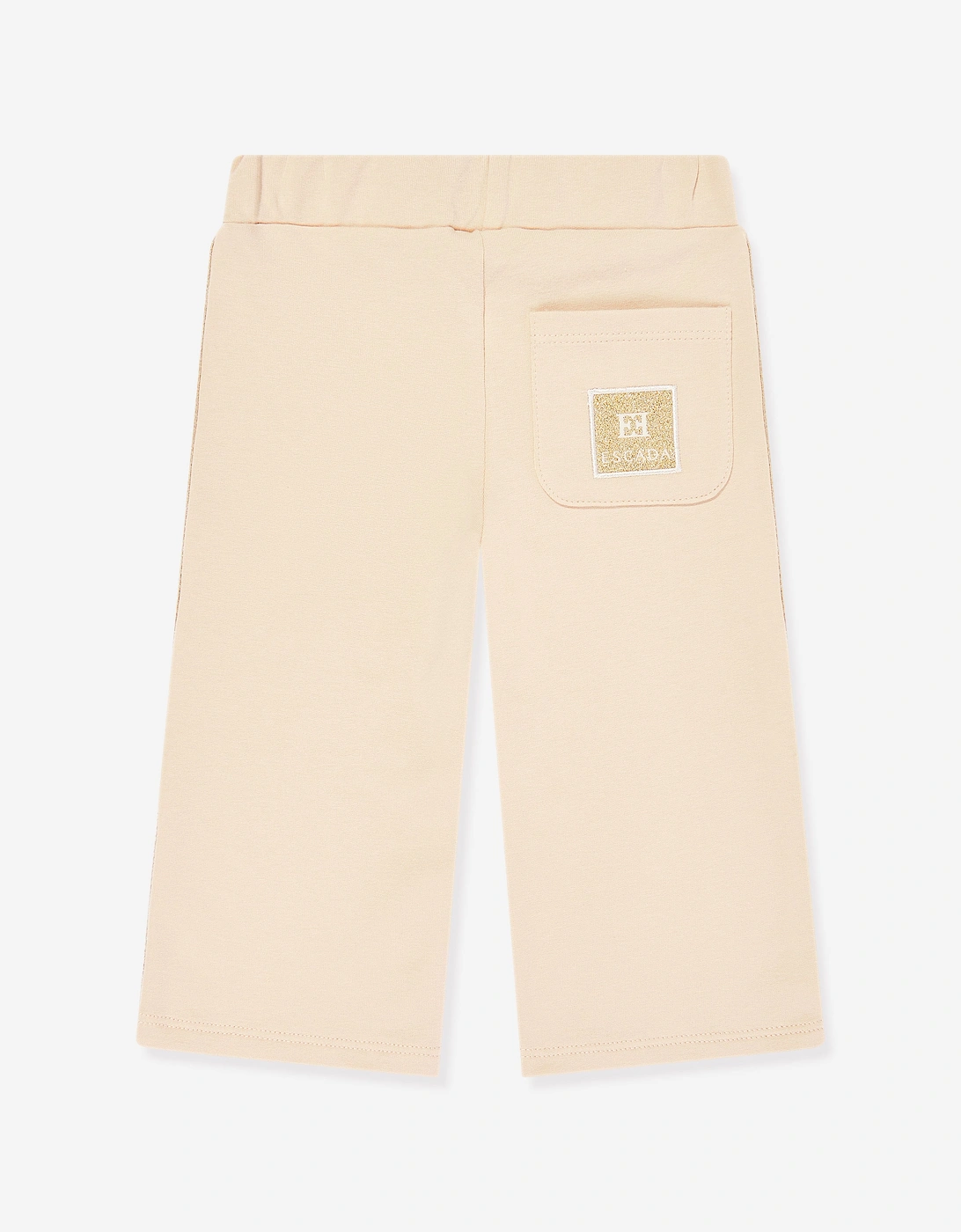 Baby Girls Embroidered Logo Jersey Trousers in Beige