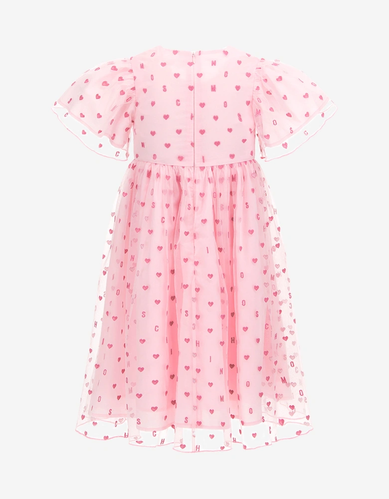 Girls Hearts Dress in Pink
