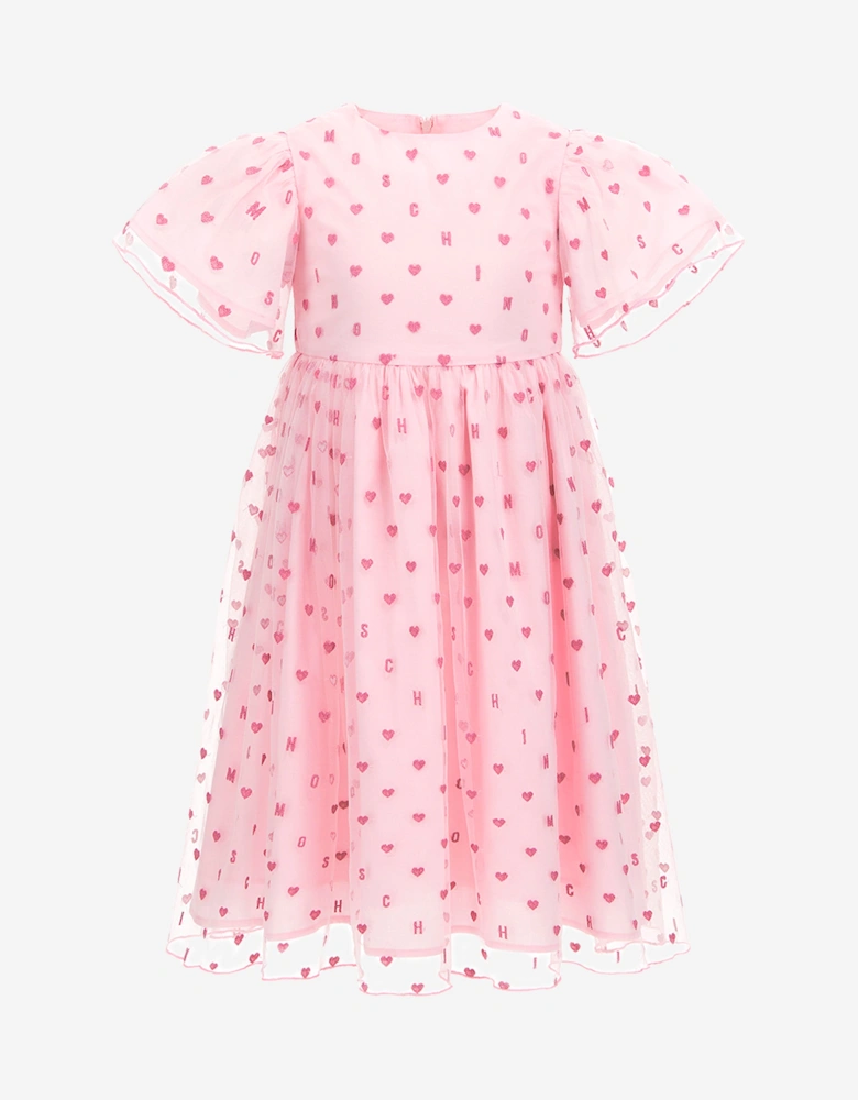 Girls Hearts Dress in Pink