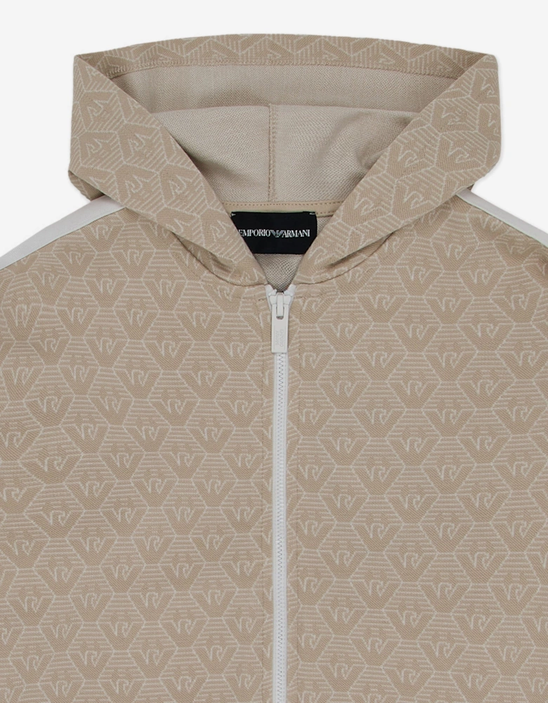 Boys Logo Zip Up Top in Beige