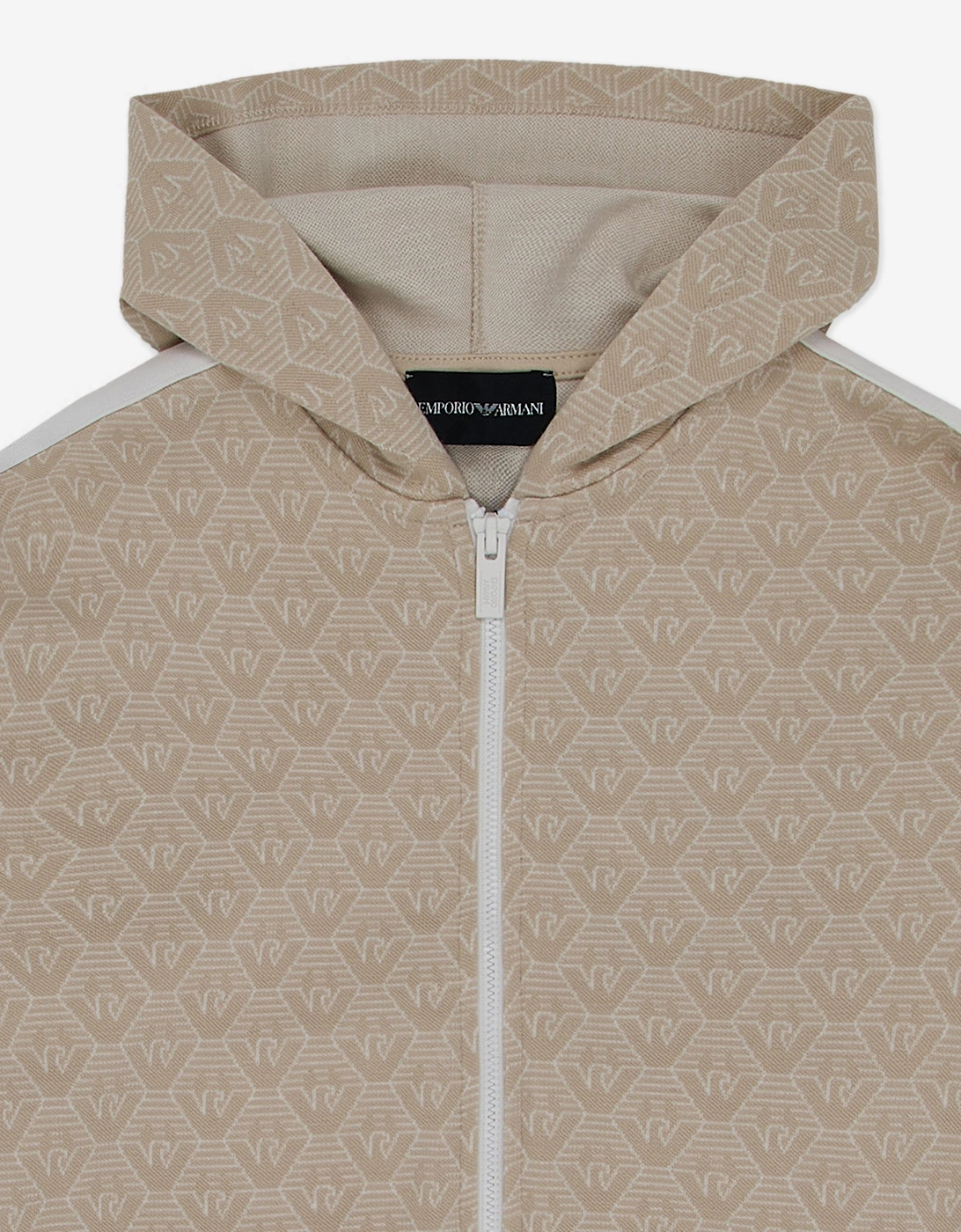 Boys Logo Zip Up Top in Beige