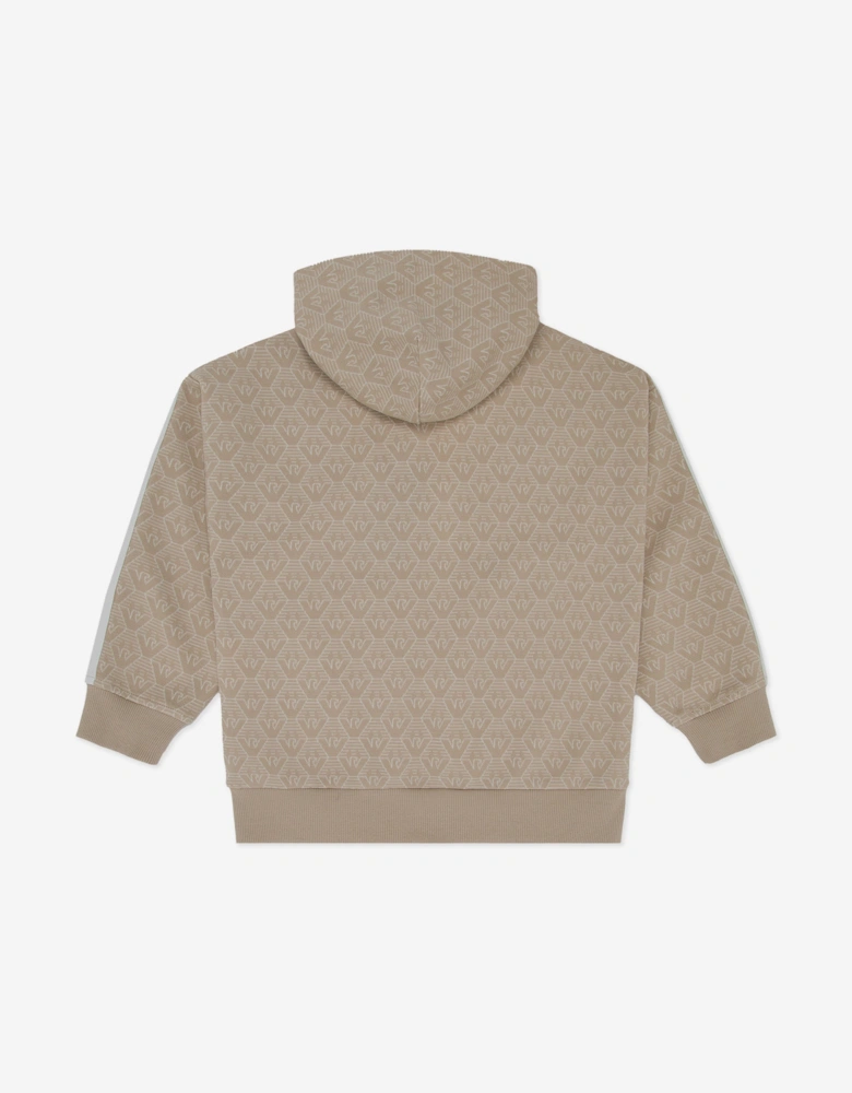 Boys Logo Zip Up Top in Beige