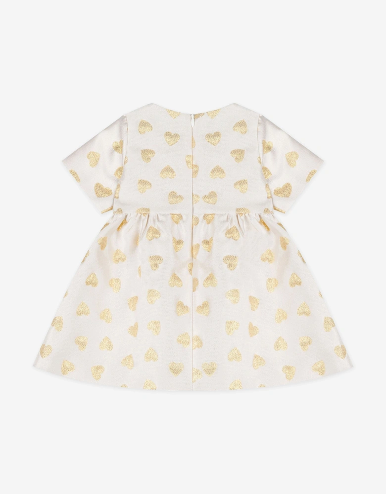 Baby Girls Hearts Dress in Ivory