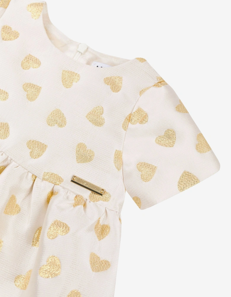Baby Girls Hearts Dress in Ivory