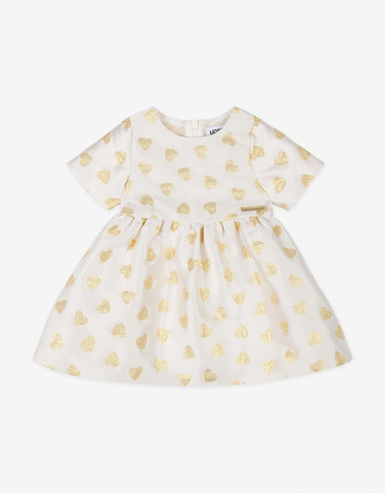 Baby Girls Hearts Dress in Ivory