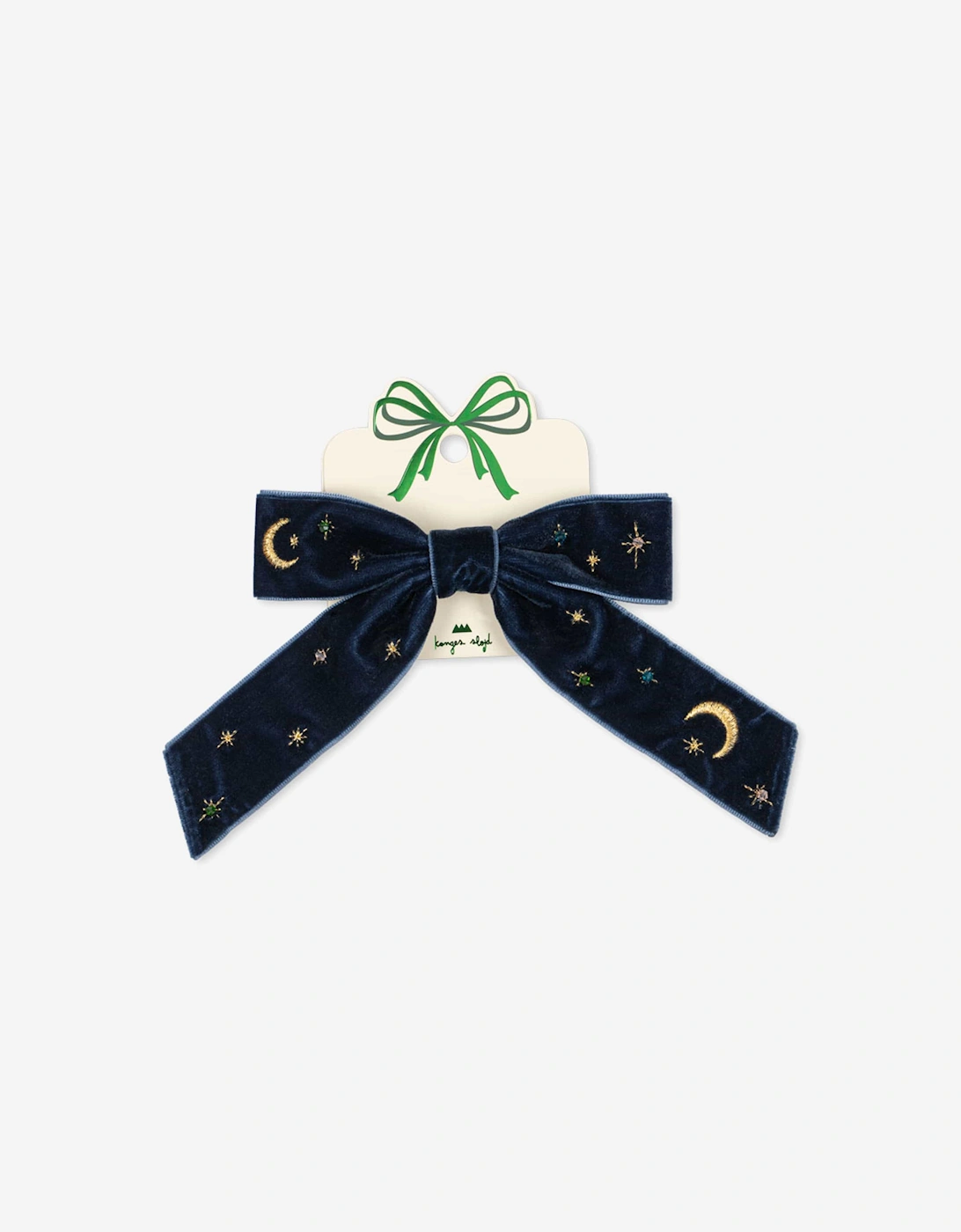 Girls Velvet Bow Pearly Hair Clip in Navy, 5 of 4
