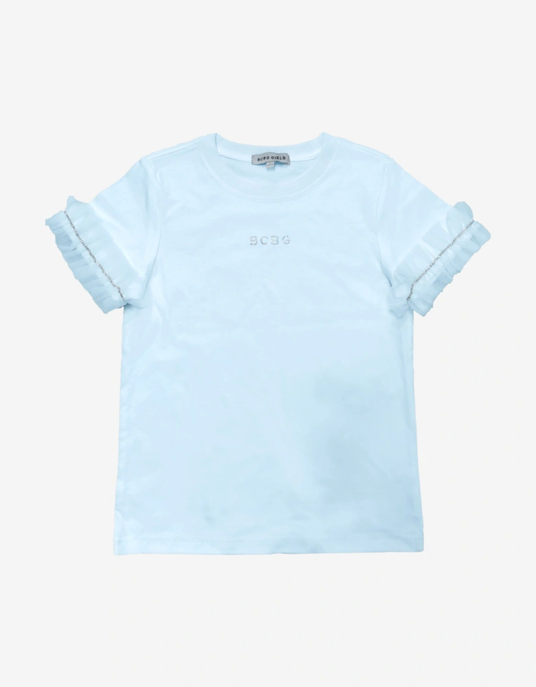 BCBGMAXAZRIA Girls Ruffle Sleeve T-Shirt in Blue