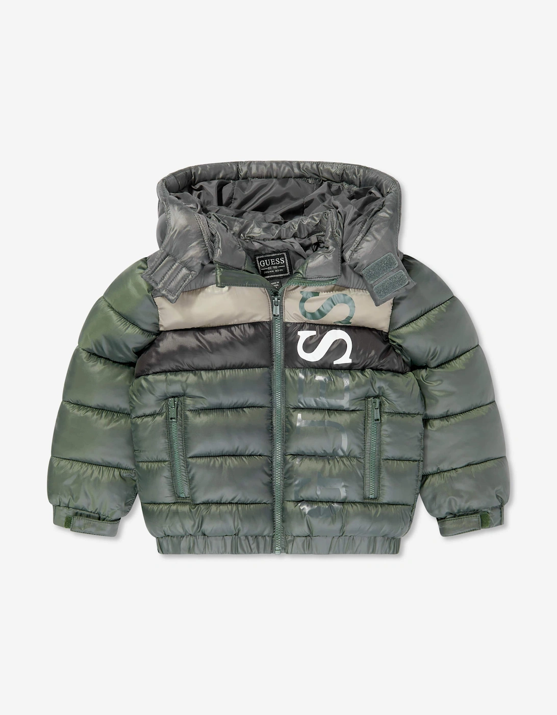 Boys Hooded Puffer Jacket in Green, 5 of 4