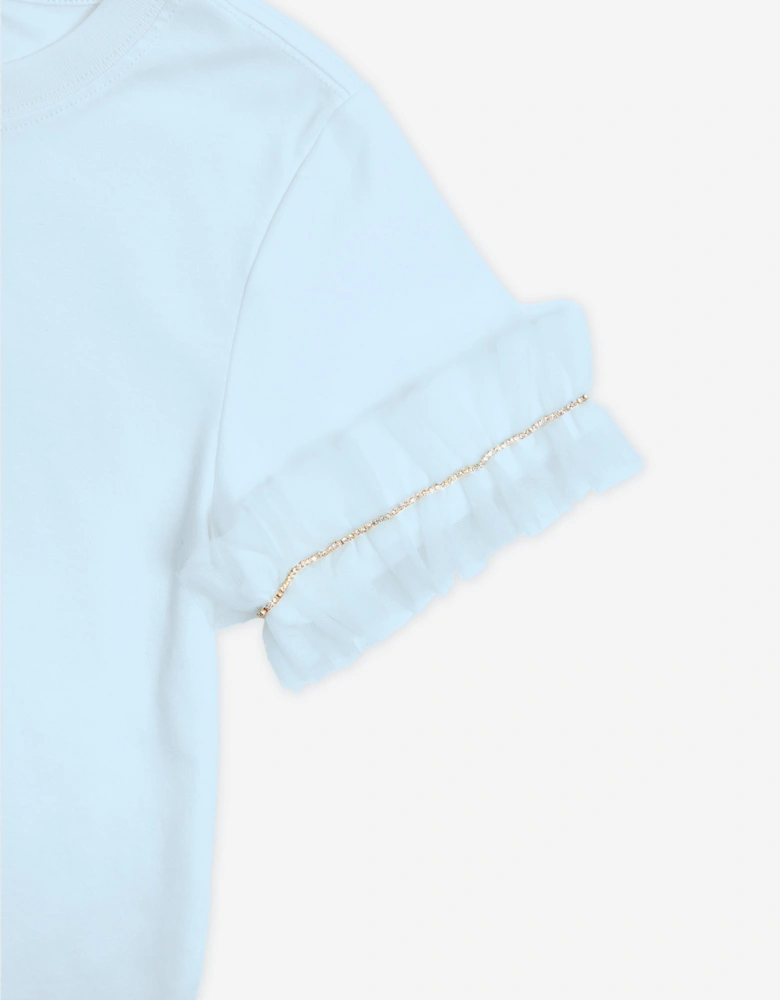 BCBGMAXAZRIA Girls Ruffle Sleeve T-Shirt in Blue