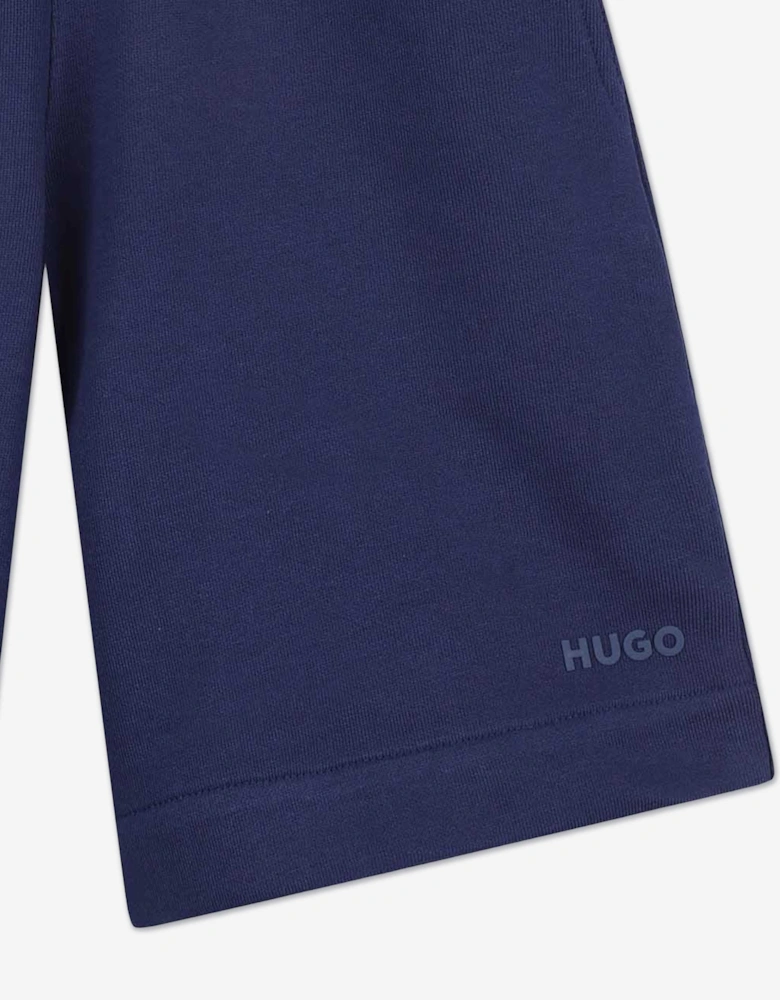 Boys Logo Print Bermuda Shorts in Navy
