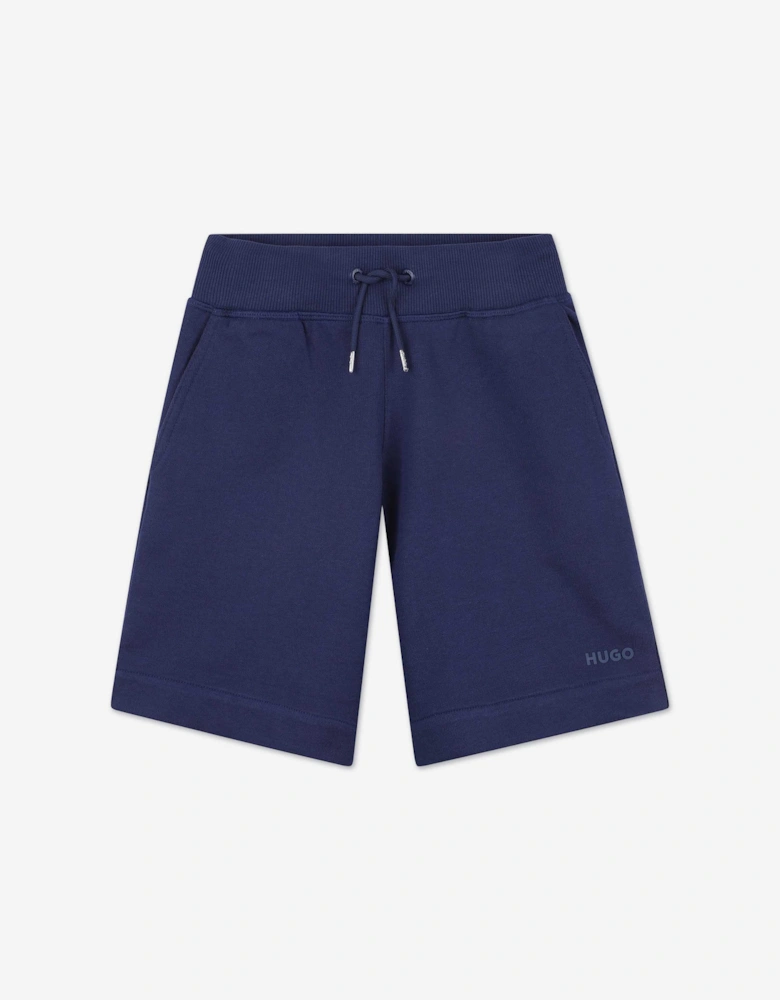 Boys Logo Print Bermuda Shorts in Navy