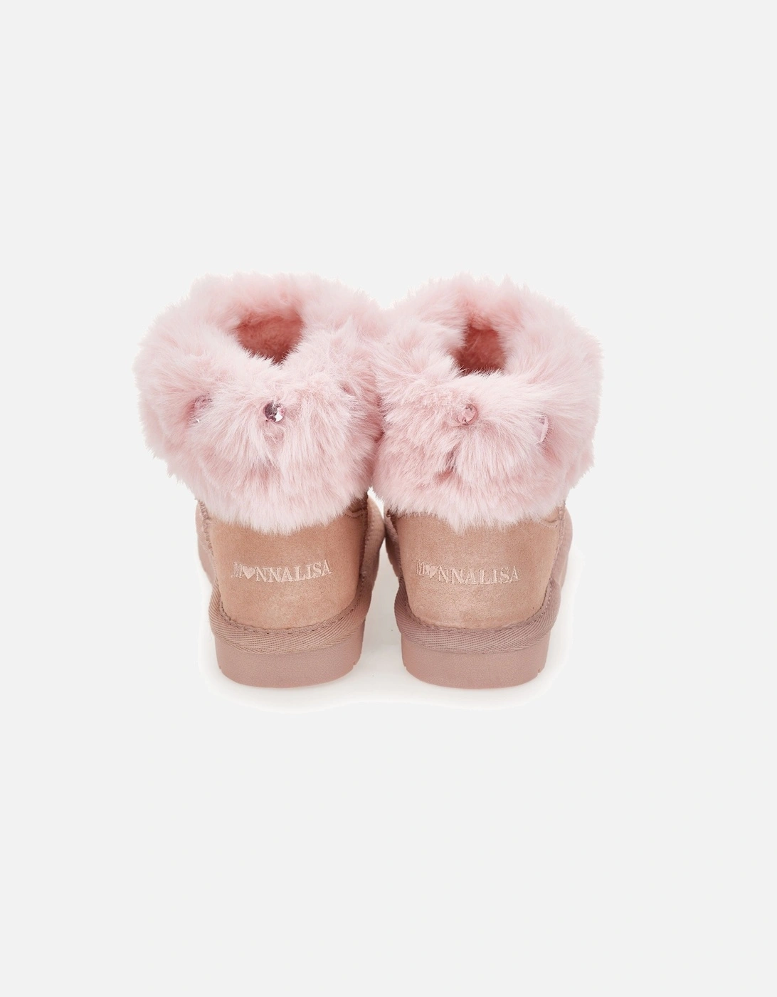 Girls Suede Boots with Gems in Pink