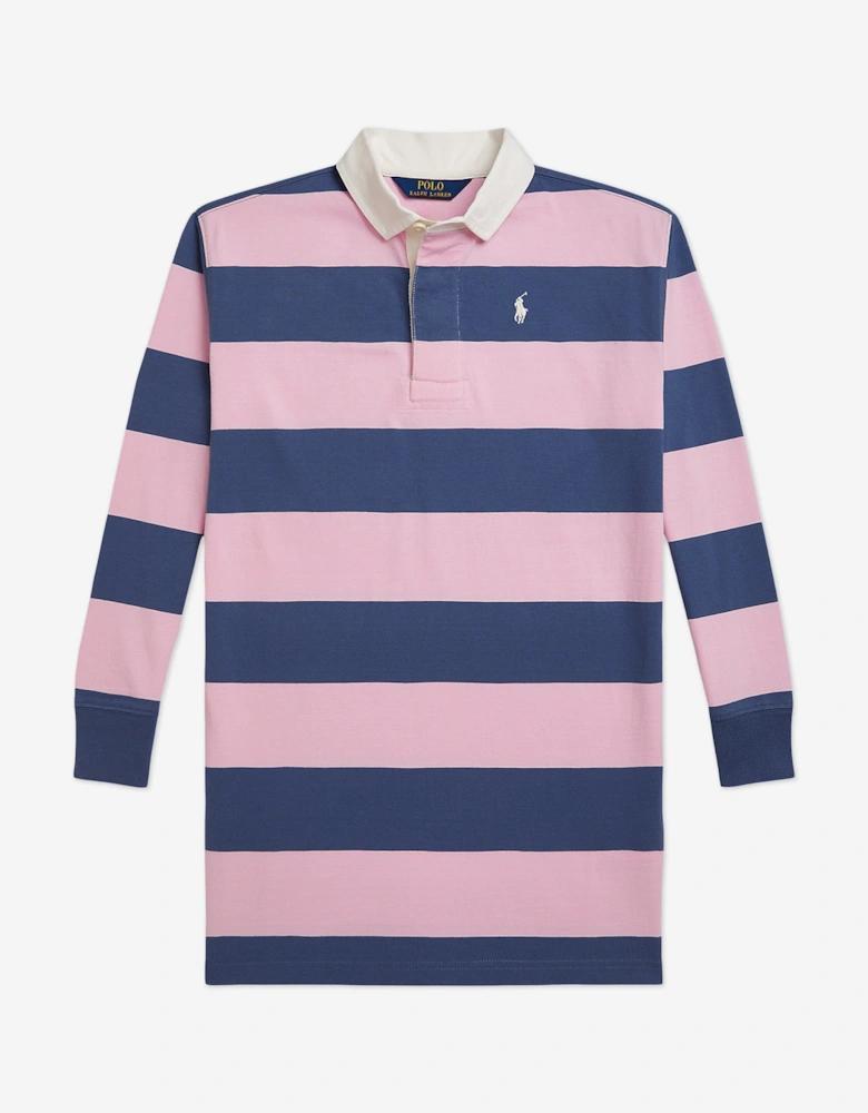 Girls Oversized Rugby Dress in Navy