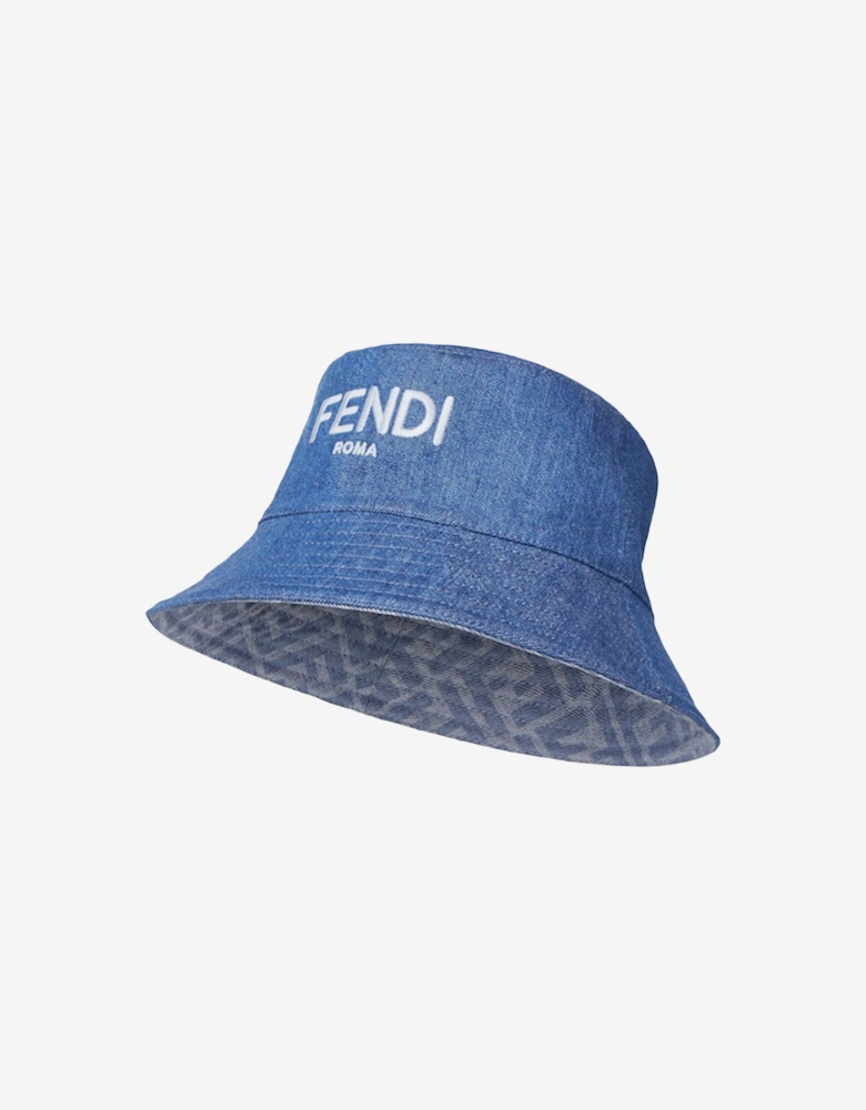 Kids Denim Logo Bucket Hat in Blue